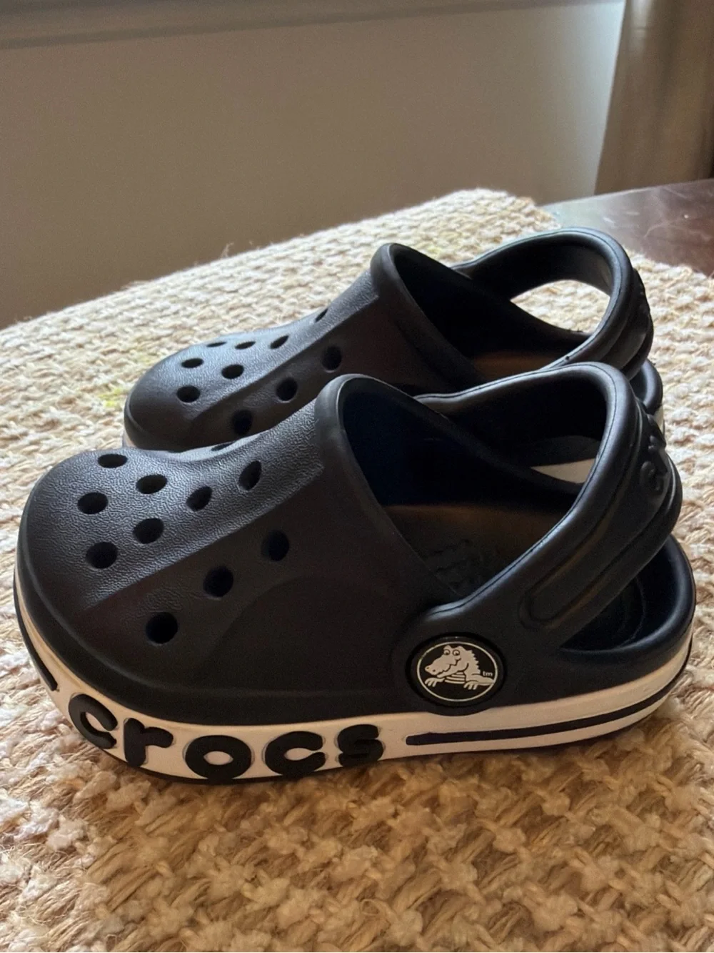 CROCS Kids' Black Clogs with White Accent Logo Trim